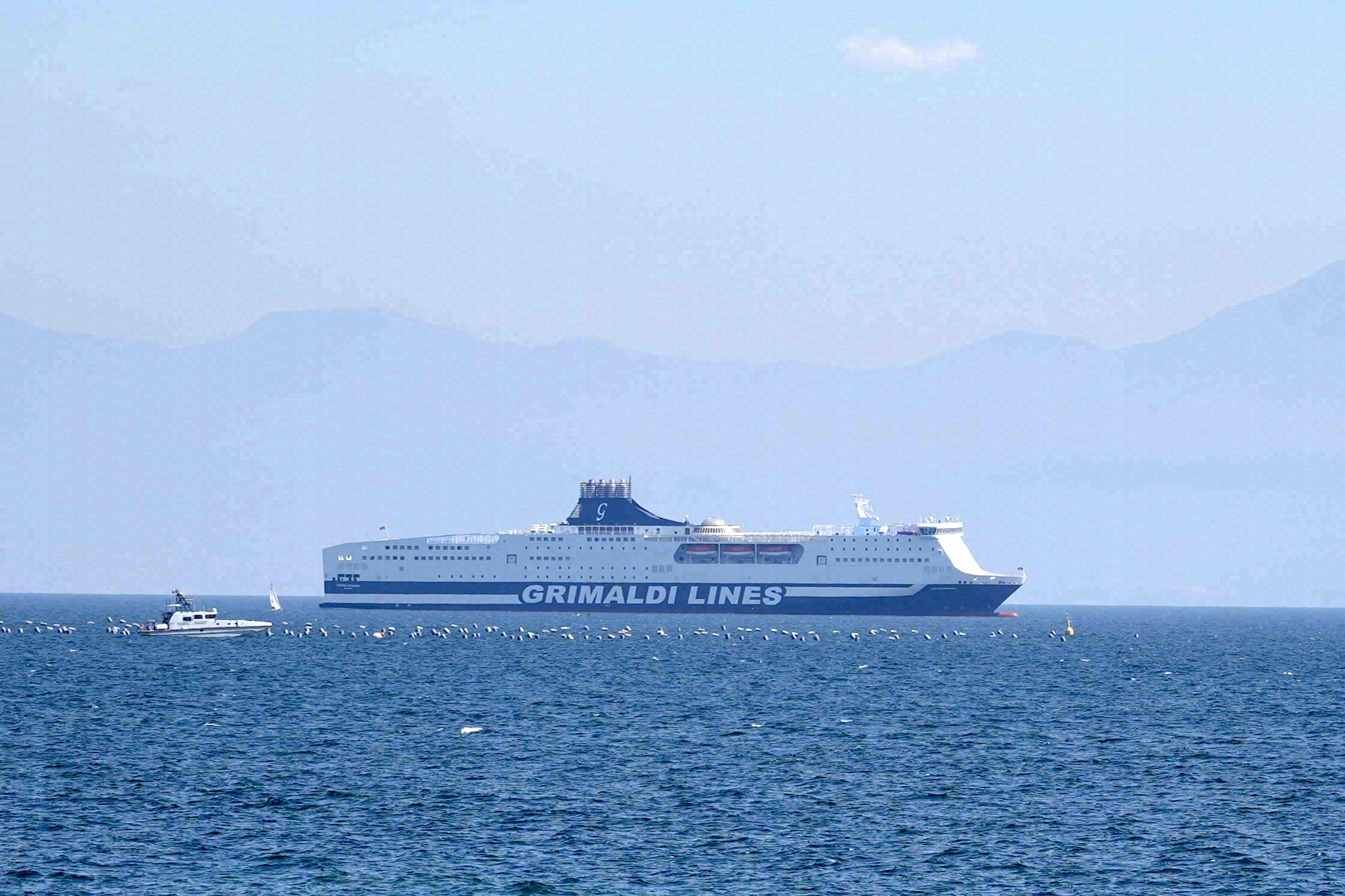 A Grimaldi Lines ferry on the Mediterranean - the company operates cruise ferries such as the Cruise Catania on the Salerno - Tunis route.